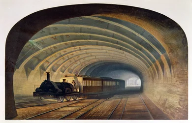 Chemin de fer métropolitain, rue Praed, Paddington, par Kell Bros, 1860
